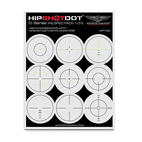 HipShotDot D-Series Milspec Pack - Reusable Transparent Aim Sight Assist TV Decals - Gaming Television or Monitor Decal for FPS Video Games Compatible with PC, Xbox & Playstation (1, Green)