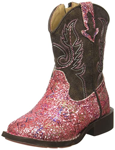 Tin Haul Girls Glitter Aztec Western Boot, Pink, 7 Toddler US