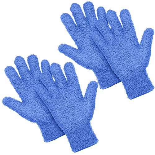 Patelai Microfiber Gloves for Plants Dusting Cleaning Glove Mittens, Navy Blue, 4 Count