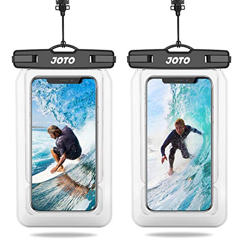 JOTO IPX8 Floating Waterproof Phone Holder Pouch, Float Universal Waterproof Case for iPhone 14 13 12 11 Pro Max XS XR 8 7 Galaxy Pixel Up to 7', Cellphone Dry Bag for Beach Cruise -2 Pack, Clear