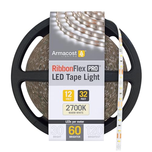 Armacost Lighting 132250 32.8 ft. LED Tape Light Soft White (2700K) RibbonFlex Pro Series 60, Dimmable, 250 Lumens per ft., 12-Volt