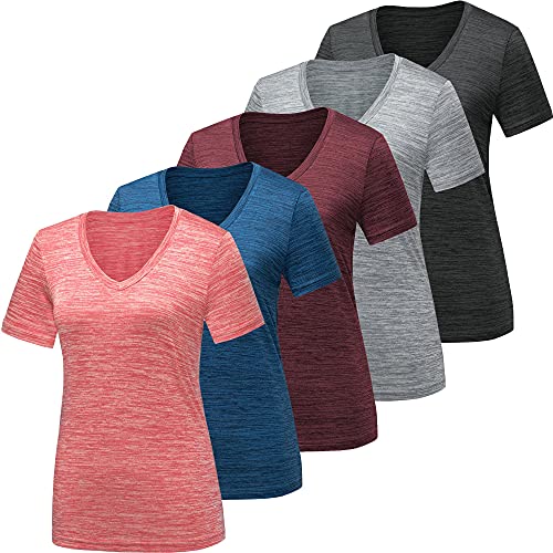Workout Shirts for Women, Moisture Wicking Quick Dry Active Athletic Women's Gym Performance T Shirts Large