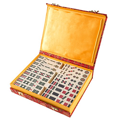 Hey! Play! Chinese Mahjong Game Set with 146 Tiles, Dice, and Ornate Storage Case for Adults, Kids, Boys and Girls