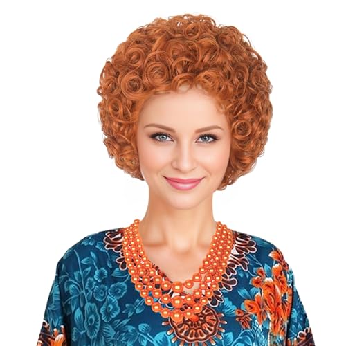 Miss U Hair Women Short Curly Red Orange Wig Halloween Cosplay Costume Wig