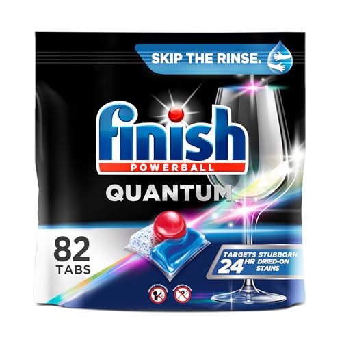 FINISH Quantum Powerball, Dishwasher Pods, Dishwasher Detergent Liquid, Dishwasher Soap, Advanced Clean & Shine, 82ct Dishwasher Tablets