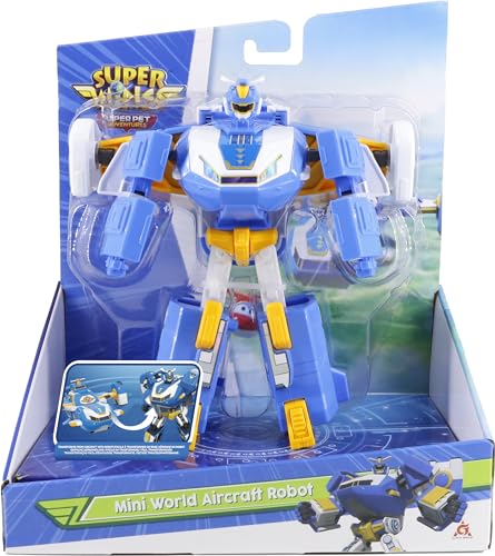 Super Wings Mini World Aircraft Playsets | Season 6 New Air Moving Base | Airplane Toys Mini Plane Transformers | Transform Aircraft to Robot | Preschool Toy Plane Set for 3 4 5 Year Old Boys Girls