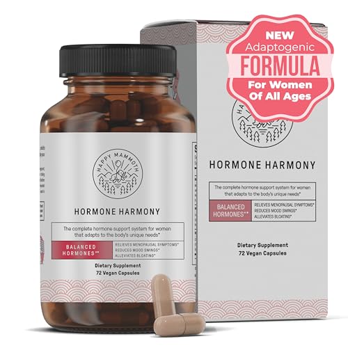 Happy Mammoth Hormone Harmony Natural Hormonal Support for Women, Relief for Menopause, Perimenopause, Hormonal Imbalances, PCOS, Hot Flashes, Bloating, Mood Swings.72 Caps