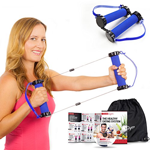 Gwee Gym - Resistance Bands Exercise Kit, LITE, Blue Exercise Bands, Build Lean Muscle with Workout Bands, Easily Portable, Includes an Accessory Kit, DVD, Travel Bag & Healthy Eating e-Book