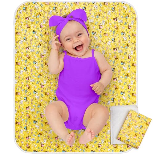 Portable Changing Pad – Baby Changing Mat Waterproof Reusable - Extra Large Size 31.5'x25.5'' - Change Diaper On The Go for Travel Boys Girls- Storage Bag