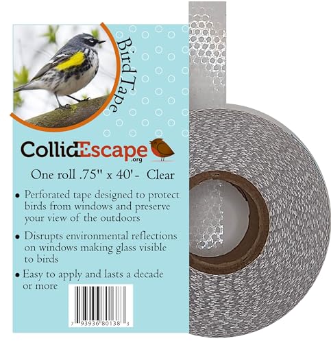 CollidEscape 3/4' x 40' Clear Bird Tape - Window Decals to Prevent Bird Strikes - Bird Strike Prevention for Windows - Cover Two to Three Windows