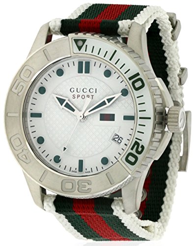 Gucci G Timeless Striped Nylon Strap Mens Watch YA126231