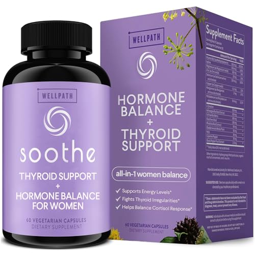 WellPath Soothe Hormone Balance for Women + Cortisol Manager | Thyroid Support for Women | Mood Support & Metabolism Booster | Adrenal Support | Rhodiola, Selenium, Iodine, Kelp | Adaptogens, 60 ct