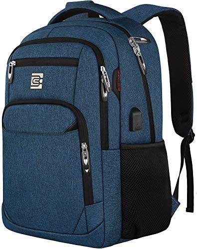 Laptop Backpack,Business Travel Anti Theft Slim Durable Laptops Backpack with USB Charging Port,Water Resistant College Computer Bag for Women & Men Fits 15.6 Inch Laptop and Notebook - Blue