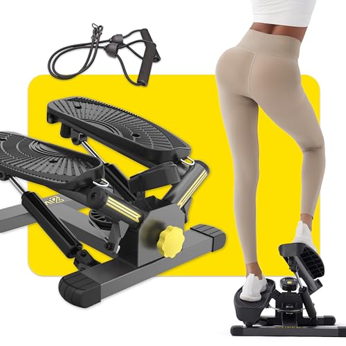 ZIWWVY Twist Stepper with Resistance Bands, Stepper Machine with 300LBS Weight Capacity, Mini Stepper for Full Body Workout, Adjustable Step Height, Smooth and Quiet, Step Machine for Men Women
