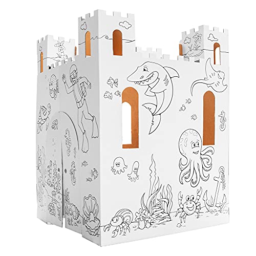 Easy Playhouse Sand Castle - Kids Art & Craft for Indoor & Outdoor Fun, Color, Draw, Doodle – Decorate & Personalize a Cardboard Fort, 32' X 32' X 43. 5' Age 3+ [Amazon Exclusive] , White