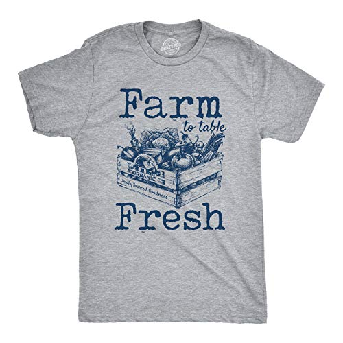 Mens Farm to Table Fresh Tshirt Cute Vegetables Farmers Market Tee Mens Funny T Shirts Environmental T Shirt for Men Funny Food T Shirt Novelty Tees for Light Grey M