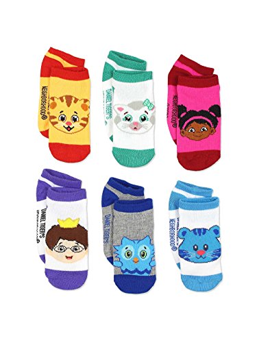 Daniel Tiger Neighborhood Boys Girls, Socks, 6 pack, Shoe: 7-10 (Sock: 4-6), Orange/Multi, Small