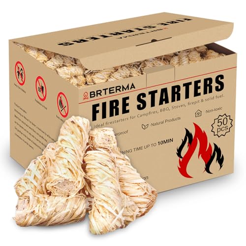 Fire Starter Indoor/Outdoor-10+ Min Burn | Waterproof Windproof Non-Toxic | Perfect for Camping Grilling Fireplaces | 50pcs Firelights