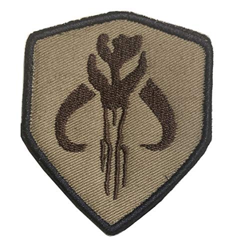 Tactical Movie Skull Shield Mercenary Bounty Hunter Badge Emblem Military Embroidered Badge Emblem Patch Hook & Loop Tactical Patch for Backpacks Caps Jersey Jeans Jacket - Brown