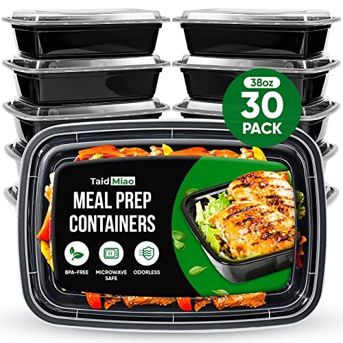 TaidMiao Meal Prep Containers Reusable - 38oz 30 Pack Meal Prep Containers With Lids Microwavable, Freezer Safe Food Prep Containers, Disposable To Go Containers