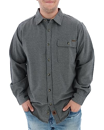 Legendary Whitetails Men's Flannel Shirt with Corduroy Cuffs, Charcoal Heather, XX-Large