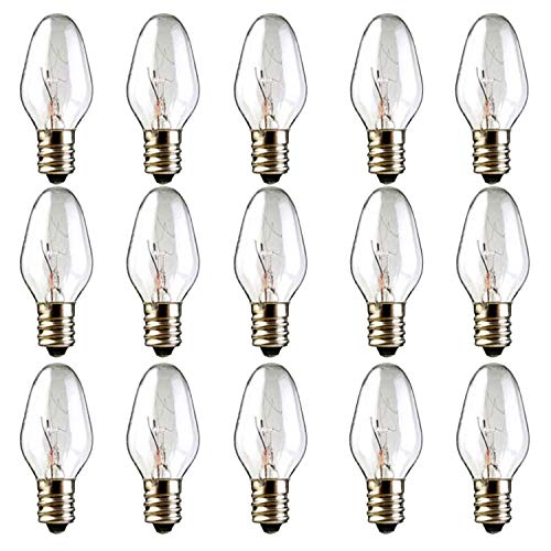 OuuKoo Night Light Bulb Warm White Replacement Bulbs - E12 Light Bulbs - 7Watt Incandescent Light Bulbs - 15 Packs, Warm White Glow - Dimmable (Night Light Bulbs 7 Watt)