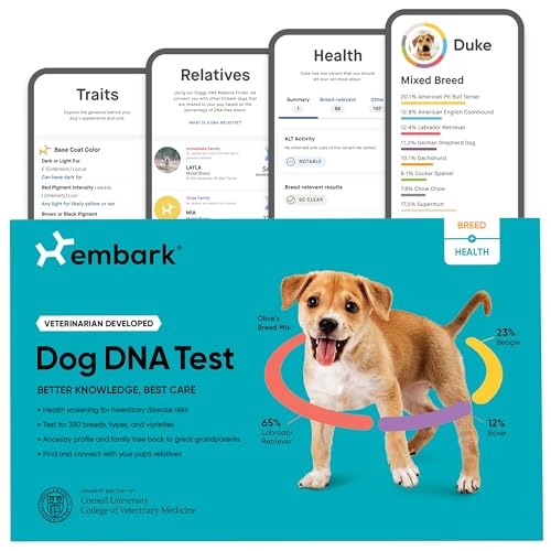Embark Breed & Health Kit - Dog DNA Test - Discover Breed, Ancestry, Relative Finder, Genetic Health, Traits, COI
