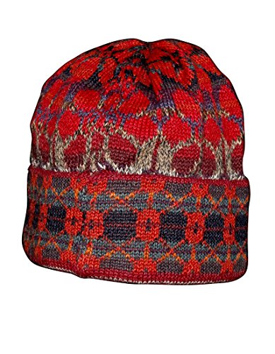 Invisible World Women's 100% Alpaca Wool Hat Knit Beanie Medium Summer Red
