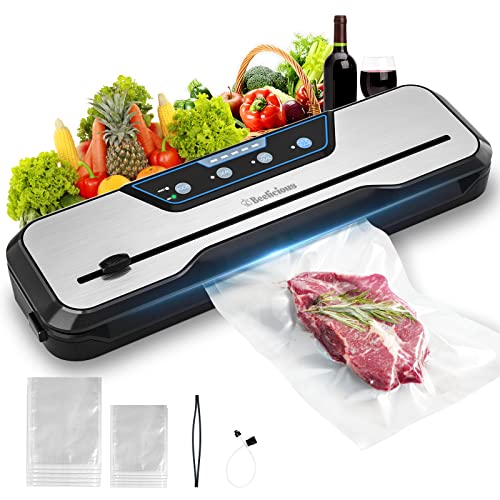 Vacuum Sealer Machine, with Starter Kit and 2-Year Warranty, Beelicious Automatic Air Sealing for Food Storage, Build-in Cutter, Moist Mode, EXT-VAC