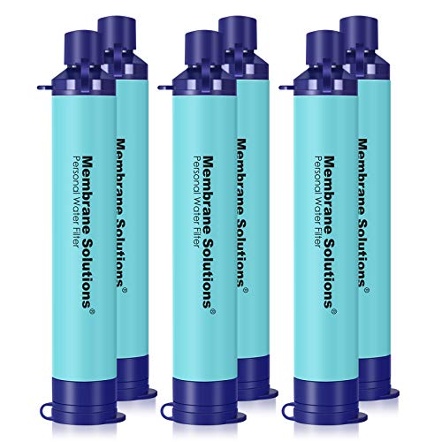 Membrane Solutions Straw Water Filter, Survival Filtration Portable Gear, Emergency Preparedness, Supply for Drinking Hiking Camping Travel Hunting Fishing Team Family Outing - 6 Pack