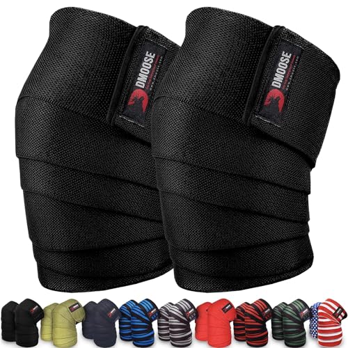 DMoose Knee Support Wraps, Knee Compression Sleeves Women and Men, Knee Compression Sleeve Women, Knee Strap for Football, Volleyball, Jogging, Basketball, and Soccer – Black (Pair)