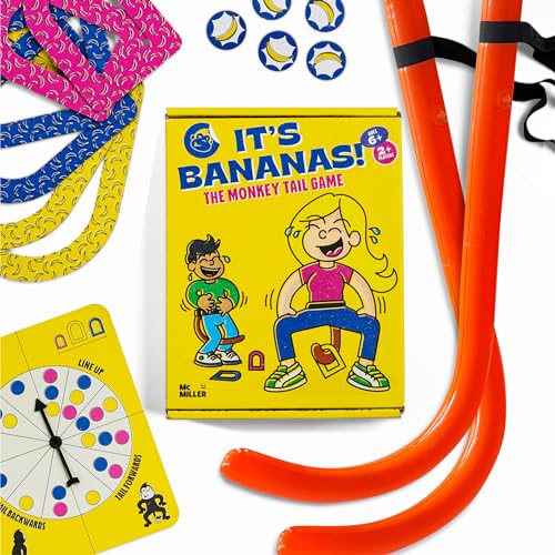 MCMILLER ENTERTAINMENT It's Bananas! The Monkey Tail Game - Funny, Fun Party & Family Game for Kids, Baby Shower, Bachelorette, Easter, Gag Gift for Game Night, Ages 6+, 2+ Players