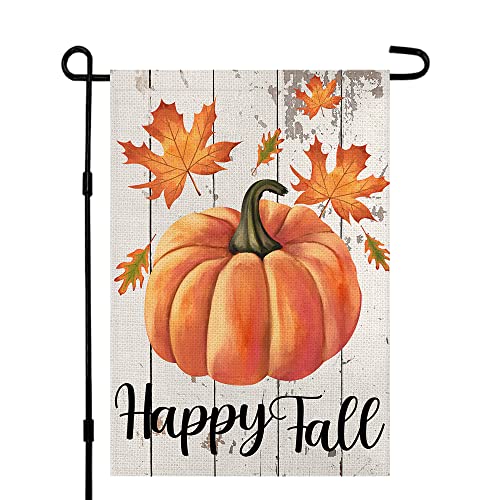 Happy Fall Garden Flag 12×18 Inch Double Sided Vertical Thanksgiving Yard Autumn Pumpkin Outdoor Decor DF076