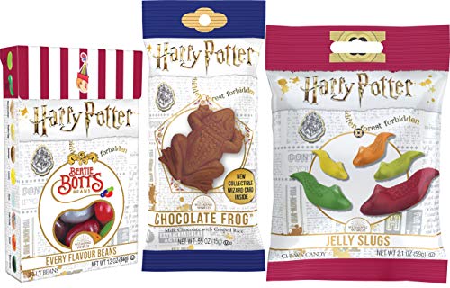 Harry Potter Jelly Gummy Candy Slugs, Bertie Botts Every Flavour Jelly Beans & Chocolate Crispy Frog (Bundle of 3 Items)
