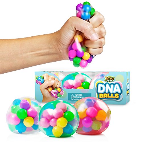 YoYa Toys DNA Balls - Fidget Toy Stress Ball - Colorful Soft Squishy - Mental Stimulation, Clarity & Focus Tool - Fun for Any Age - 3 Pack
