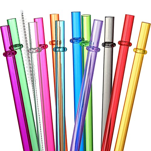 24 PCS, Reusable Straws with 4 Brushes, 10.5' Long Tritan Hard Plastic Straws, 12 Colors Translucent Replacement Drinking for 16OZ-32 OZ Tumblers, Cups, Jars, Stanley, YETI, Starbucks, BPA Free