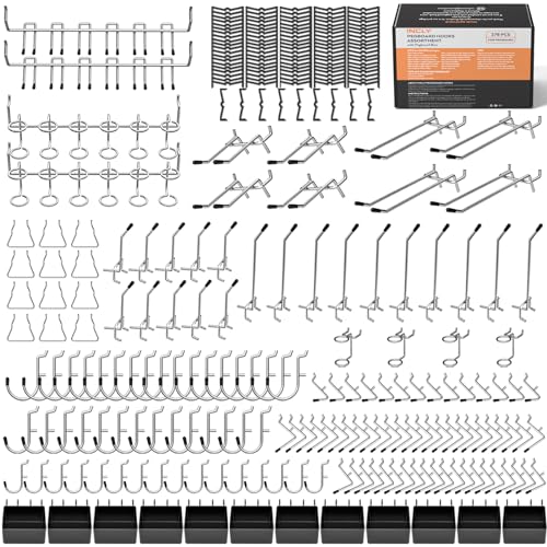 INCLY 278PCS Pegboard Accessories Organizer Kit, Peg Board Hooks Set with Bins for Organizing Various Tools, 1/8 and 1/4 inch Pegboard Hooks Assortment for Hanging Storage,Garage Wall Attachments