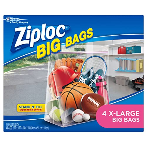 Ziploc Big Bags Clothes and Blanket Storage Bags for Closet Organization, Protects from Moisture, XL, 4 Count