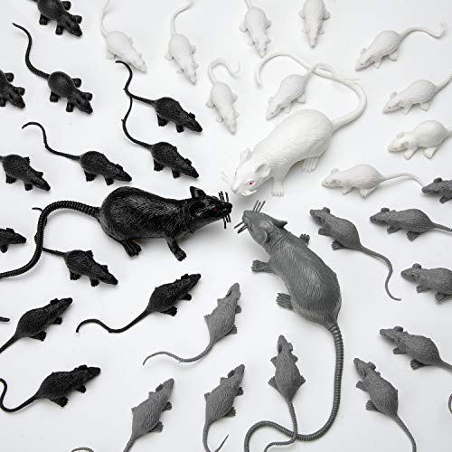 Boao 33 Pcs Plastic Mice Fake Rat Toys Decorations Realistic Plastic Mouse Pranks Rats Simulated Big Small Mouse Toys for April Fools Day Halloween Prank Party Supplies