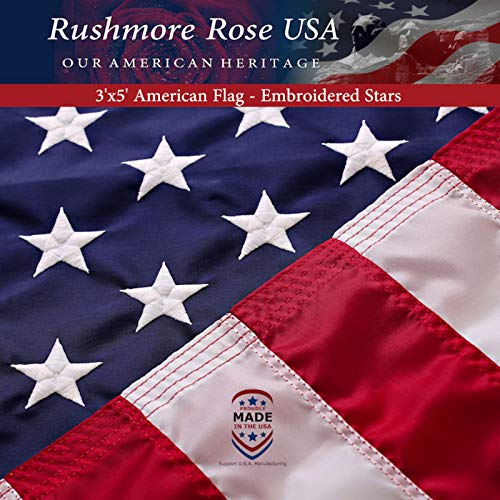 American Flags for Outside | American Flag 100% Made in USA 3x5 American Flag Heavy Duty Outdoor with Embroidered Stars and Sewn Stripes Outdoor Flag for High Wind - FMAA Certified