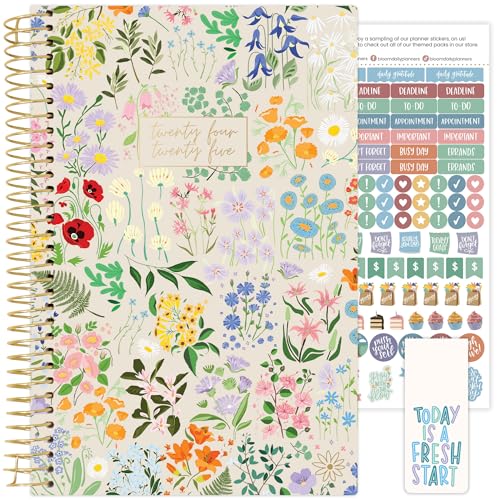 bloom daily planners 2024-2025 Academic Year Day Planner (July 2024 - July 2025) - 5.5” x 8.25” - Weekly/Monthly Agenda Organizer Book with Stickers & Bookmark - Garden Party, Beige