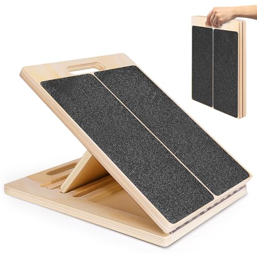 Norbase Portable Wooden Slant Board for Calf Stretching Squats Calf Stretcher Physical Therapy Equipment Adjustable Incline Board for Knees Ankle Heel Feet Leg