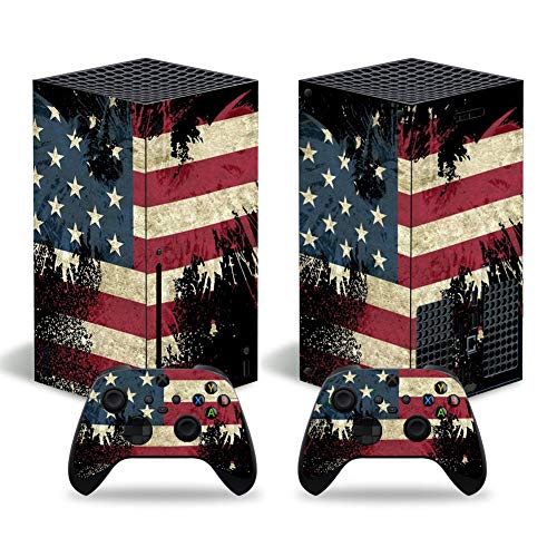 Whole Body Protective Vinyl Skin Decal Cover for Microsoft Xbox Series X Console, The Flag of United Status Xbox Series X Skins Wrap Sticker with Two Free Wireless Controller Decals