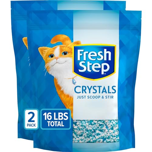 Fresh Step Crystals, Premium Cat Litter, Scented, 16 lbs total, (2 Pack of 8lb Bags) (Package May Vary)