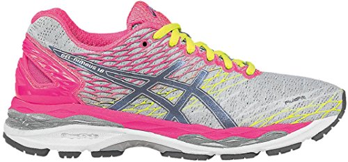 ASICS Gel-Nimbus 18 Womens Running Trainers T650N Sneakers Shoes (UK 3 US 5 EU 35.5, Silver Titanium hot Pink 9397)