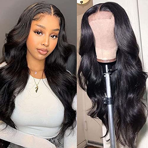 VTAOZI Body Wave Lace Front Wigs Human Hair Pre Plucked for Black Women 4x4 Lace Closure Wigs Human Hair 180% Density Brazilian Glueless Wigs Human Hair 18 Inch