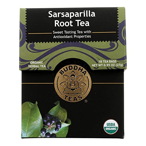 Buddha Teas Organic Sarsaparilla Root Tea - OU Kosher, USDA Organic, CCOF Organic, 18 Bleach-Free Tea Bags