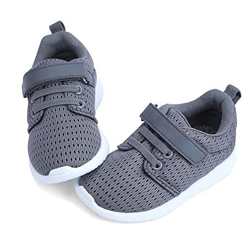 HIITAVE Toddler Boy Shoes Casual Tennis Shoes Breathable Sneakers for Trail Running,Fall Drak Grey/White 7 M US Toddler