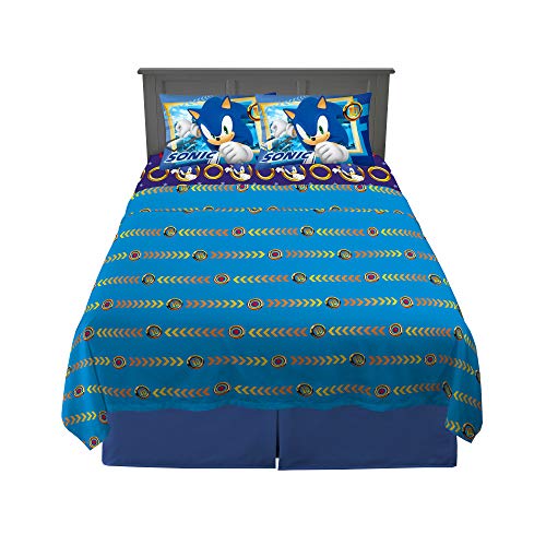 Franco Kids Bedding Super Soft Microfiber Sheet Set, Full, Sonic The Hedgehog, Anime