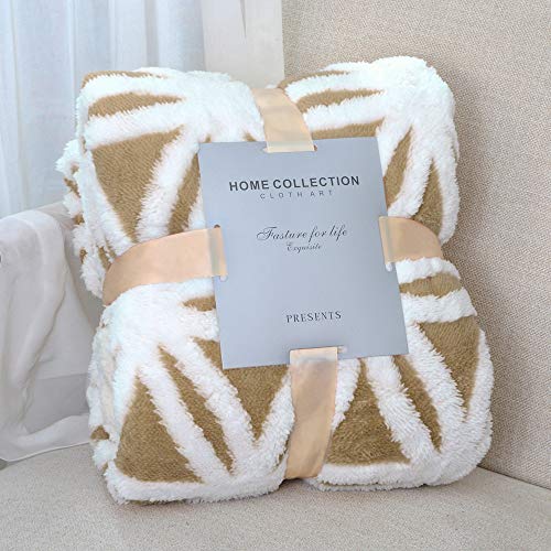 LOMAO Sherpa Fleece Blanket Fuzzy Soft Throw Blanket Dual Sided Blanket for Couch Sofa Bed (Khaki, 51'x63')